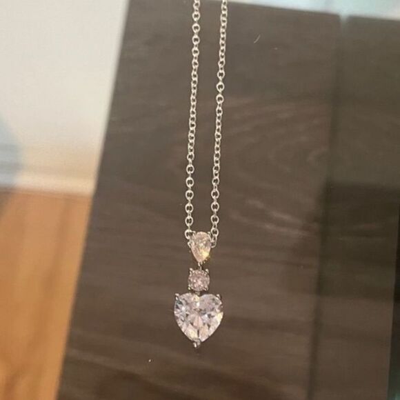 The 2 ct Heart Cut Pendant 14K White Gold Finish in 925 - Picture 6 of 6